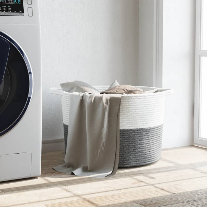 Cesto per Biancheria Grigio e Bianco Ã˜55x36 cm in Cotonecod mxl 132626