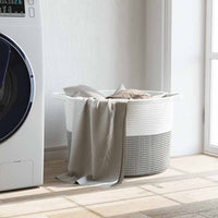 Cesto per Biancheria Grigio e Bianco Ø55x36 cm in Cotone 358470