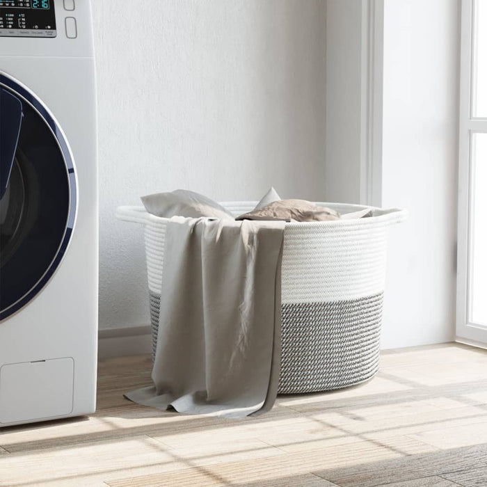 Cesto per Biancheria Grigio e Bianco Ã˜55x36 cm in Cotonecod mxl 84706