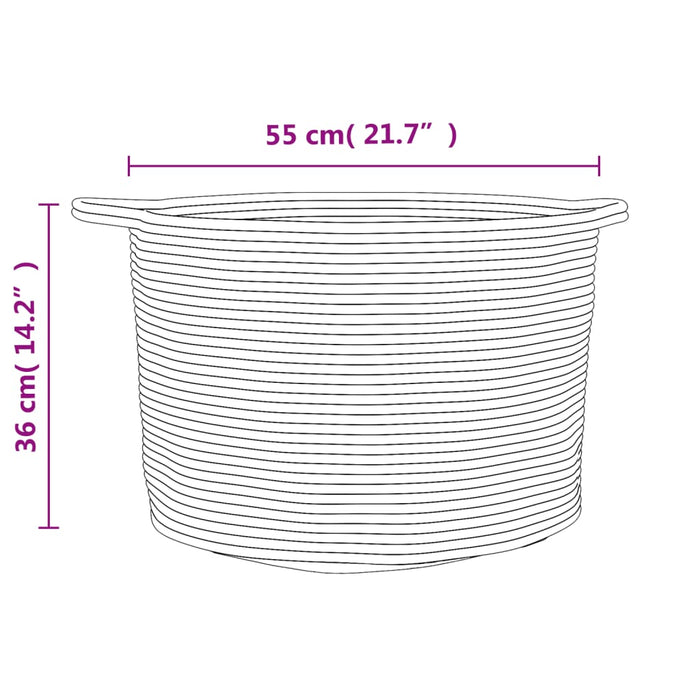 Cesto per Biancheria Beige e Bianco Ø55x36 cm in Cotone 358471