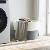 Cesto per Biancheria Grigio e Bianco Ø60x36 cm in Cotone 358473