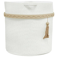 Cestino Portaoggetti Bianco Ø38x36 cm in Cotone 358477