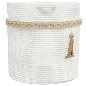 Cestino Portaoggetti Bianco Ø38x36 cm in Cotone 358477