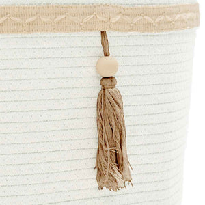 Cestino Portaoggetti Bianco Ø38x36 cm in Cotone 358477