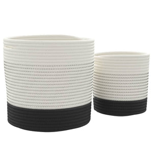 Cestini Portaoggetti 2pz Bianco e Nero in Cotone 358478
