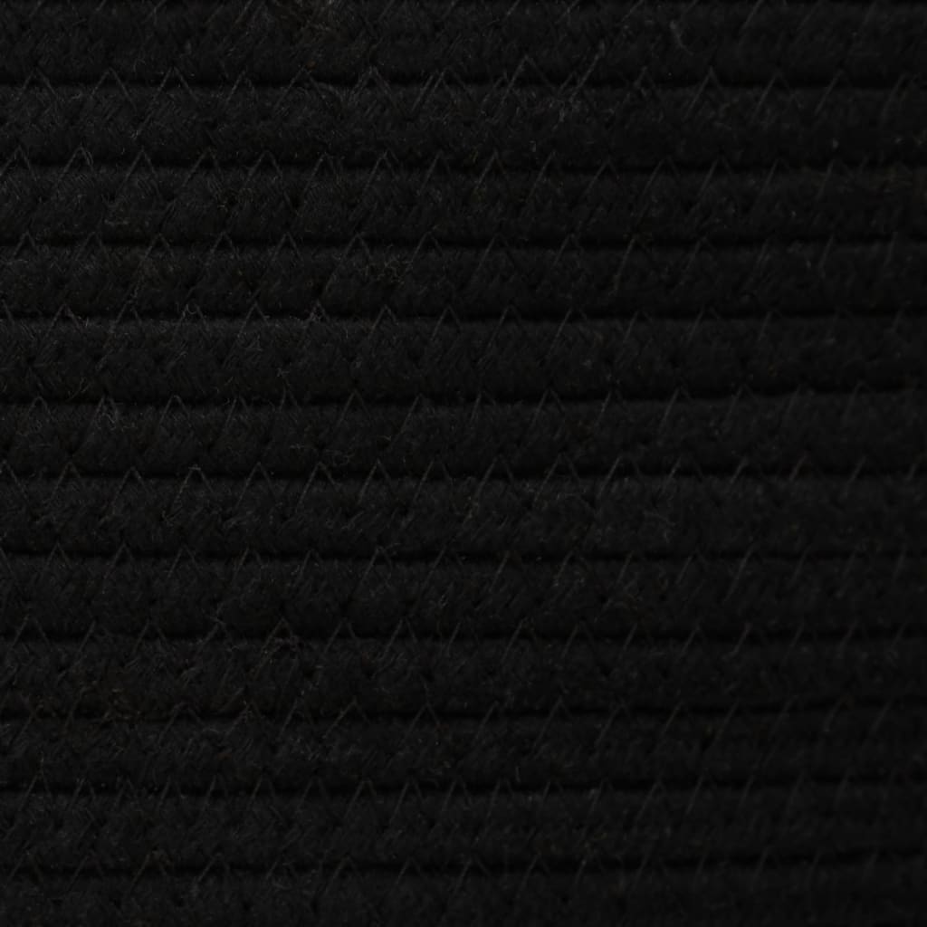 Cestino Portaoggetti con Coperchio Nero e Beige Ø37x50cm Cotone 358479