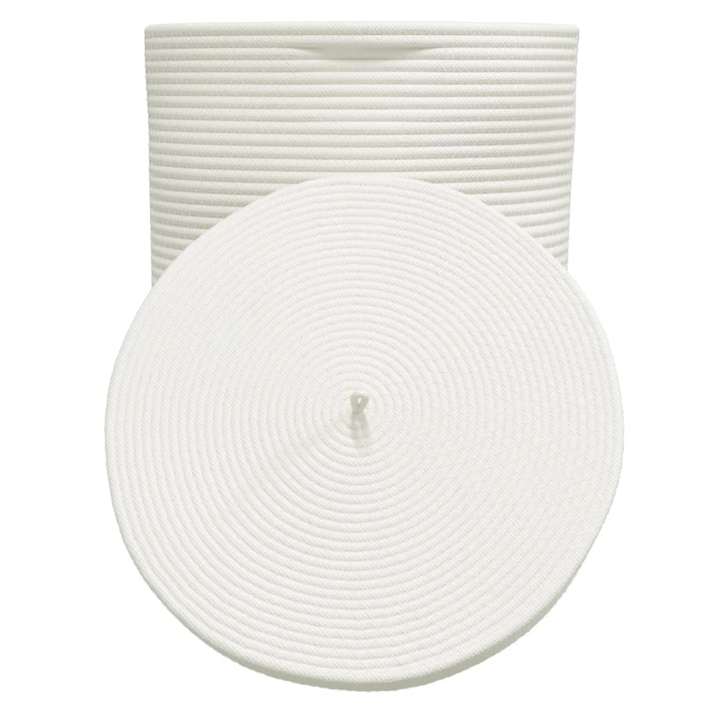 Cestino Portaoggetti Coperchio Marrone e Bianco Ø37x50cm Cotone 358480