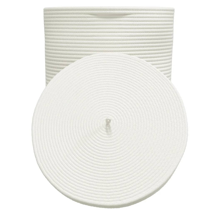 Cestino Portaoggetti Coperchio Marrone e Bianco Ø37x50cm Cotone 358480