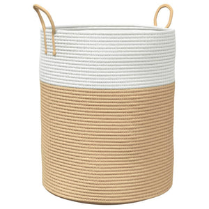 Cestino Portaoggetti Beige e Bianco Ã˜38x46 cm in Cotonecod mxl 132629