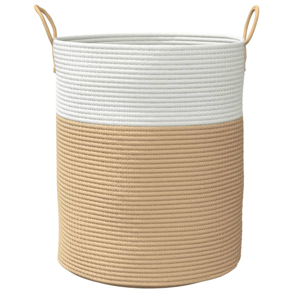 Cestino Portaoggetti Beige e Bianco Ø38x46 cm in Cotone 358483