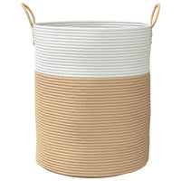 Cestino Portaoggetti Beige e Bianco Ø38x46 cm in Cotone 358483