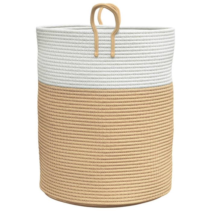 Cestino Portaoggetti Beige e Bianco Ø38x46 cm in Cotone 358483
