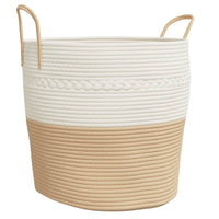 Cestino Portaoggetti Beige e Bianco Ø43x38 cm in Cotone 358487