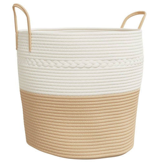 Cestino Portaoggetti Beige e Bianco Ø43x38 cm in Cotone 358487