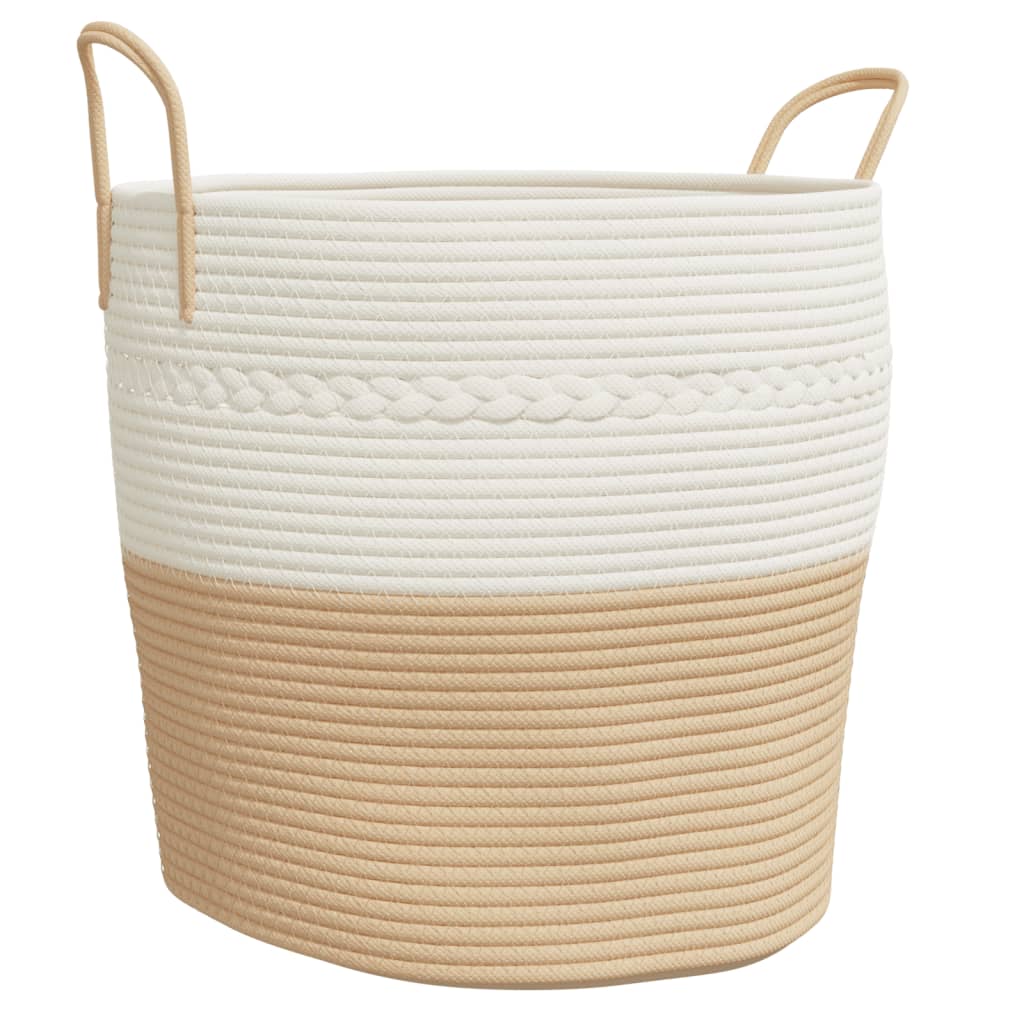 Cestino Portaoggetti Beige e Bianco Ã˜43x38 cm in Cotonecod mxl 84709