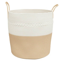 Cestino Portaoggetti Beige e Bianco Ø43x38 cm in Cotone 358487