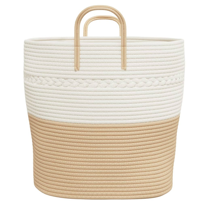Cestino Portaoggetti Beige e Bianco Ø43x38 cm in Cotone 358487
