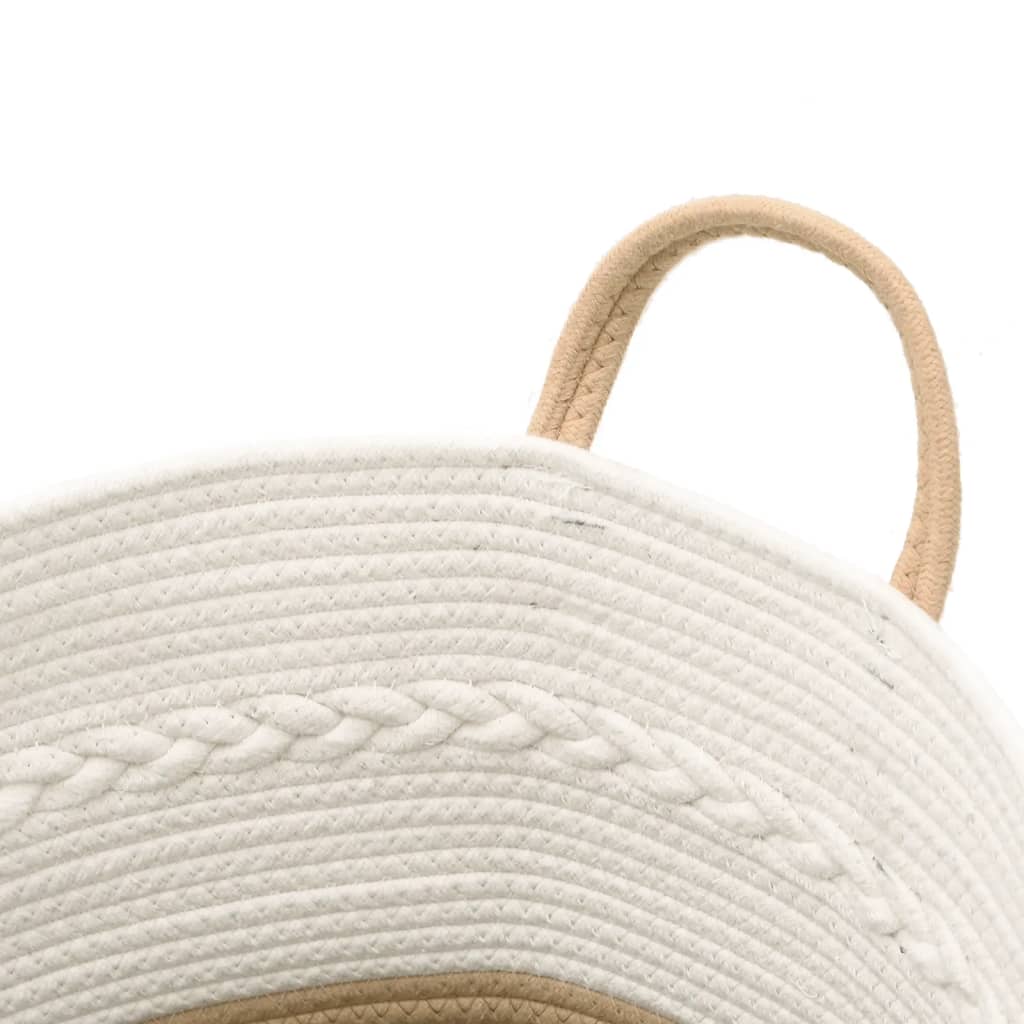 Cestino Portaoggetti Beige e Bianco Ø43x38 cm in Cotone 358487