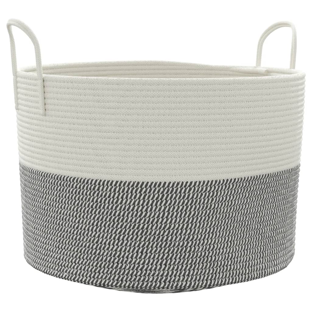 Cestino Portaoggetti Grigio e Bianco Ø51x33 cm in Cotone 358490