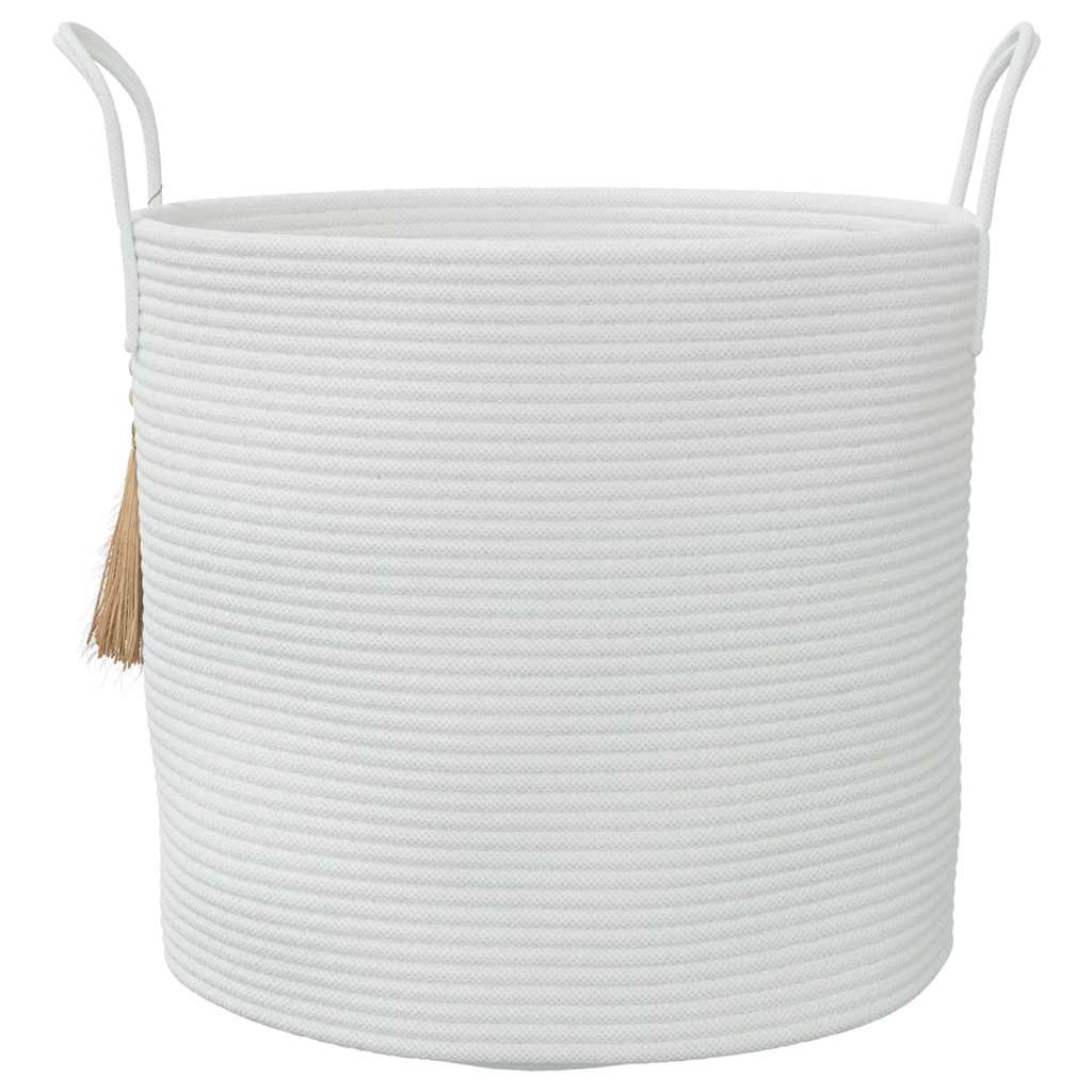 Cestino Portaoggetti Bianco Ø40x35 cm in Cotone 358497