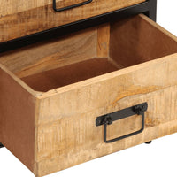 Comodino con 2 Cassetti 40x35x53 cm Legno Massello Mango Grezzo 358504