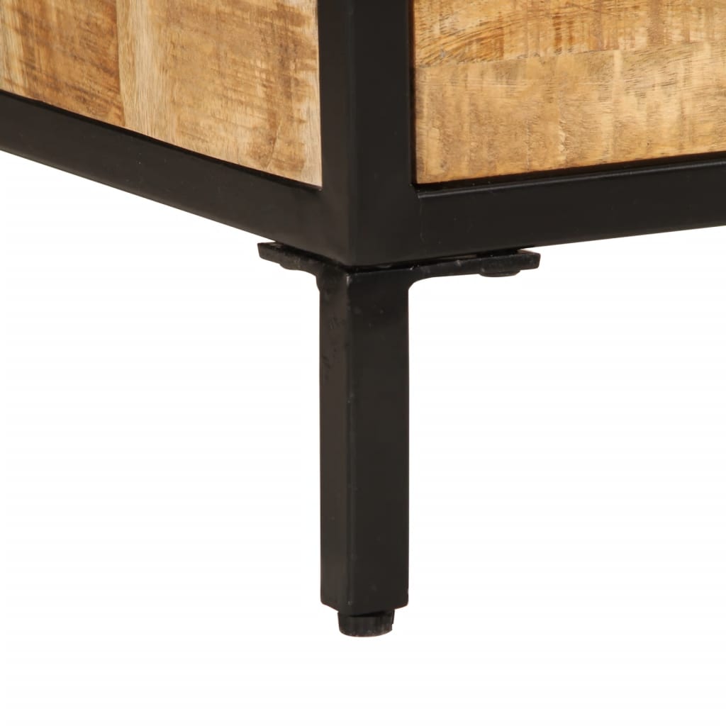 Comodino con 2 Cassetti 40x35x53 cm Legno Massello Mango Grezzo 358504