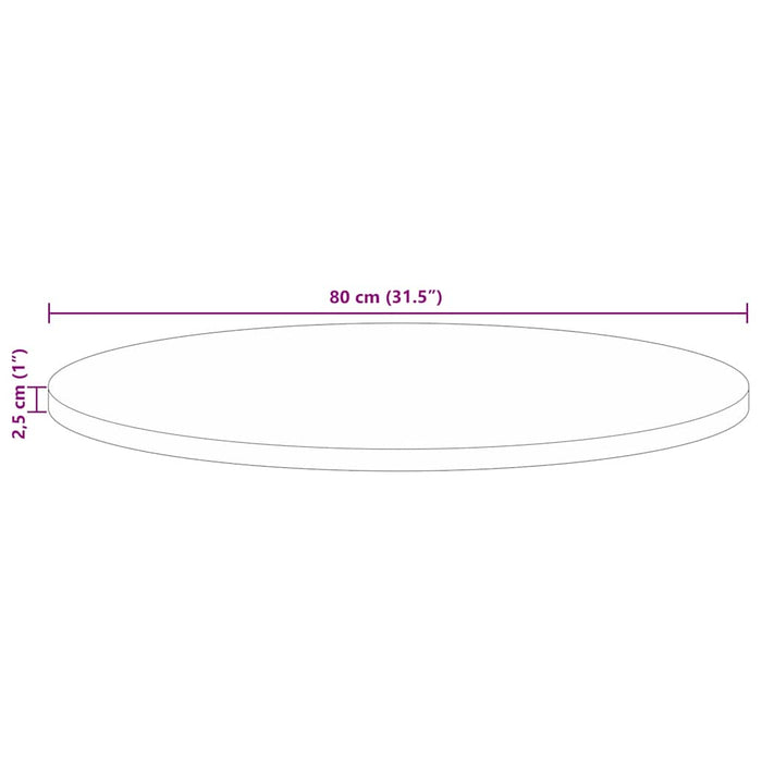 Piano per Tavolo Ø 80x2,5 cm Rotondo Legno Massello di Recupero