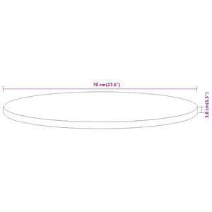 Piano per Tavolo Ø70x3,8 cm Rotondo in Legno Massello di Acacia