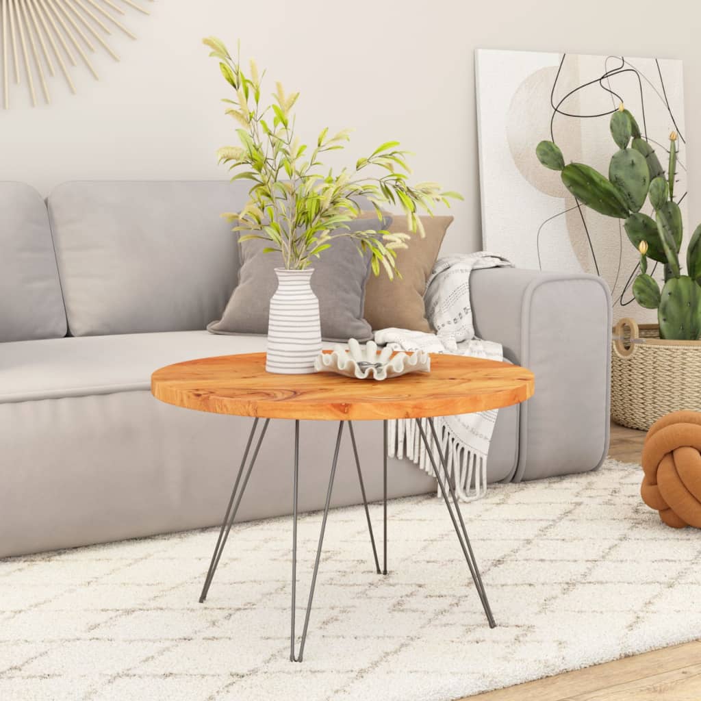 Piano per Tavolo Ø80x2,5 cm Rotondo in Legno Massello di Acacia 370054