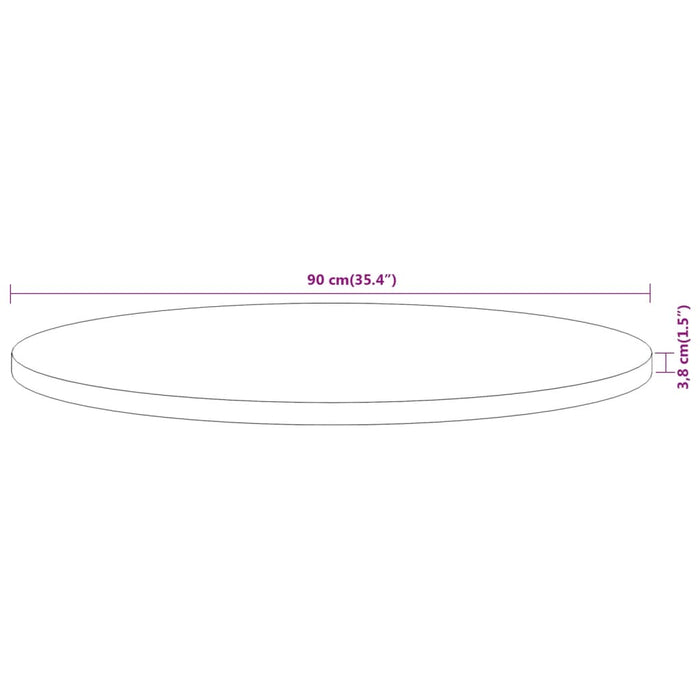 Piano per Tavolo Ø90x3,8 cm Rotondo in Legno Massello di Acacia 370057