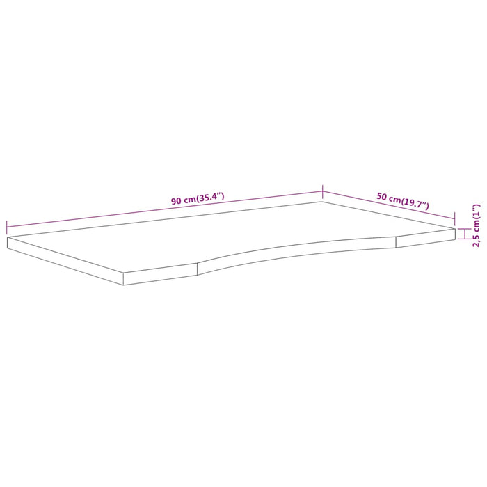 Piano Scrivania 90x50x2,5 cm Rettangolare Legno Massello Acacia 370163