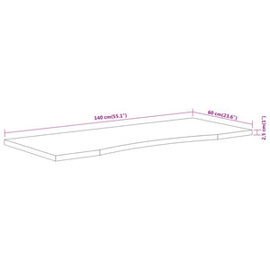 Piano Scrivania 140x60x2,5cm Rettangolare Legno Massello Acacia