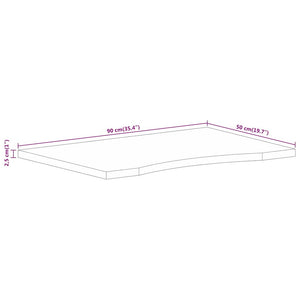 Piano Scrivania con Curva 90x50x2,5 cm Massello Grezzo di Mango 370178