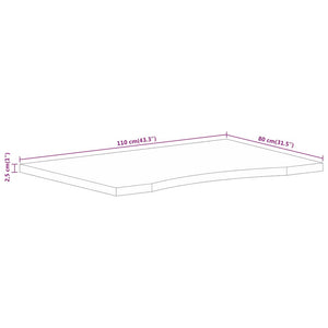 Piano Scrivania con Curva 110x80x2,5cm Massello Grezzo di Mango 370191