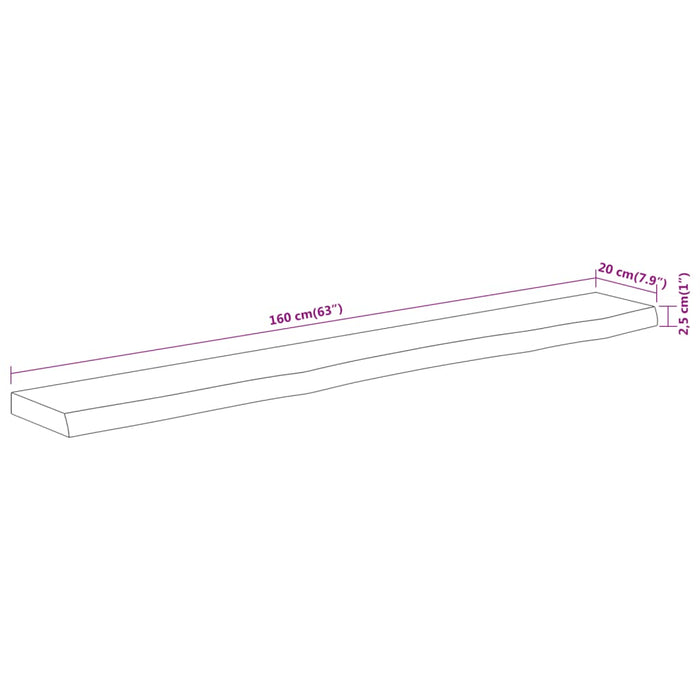 Mensola Muro 160x20x2,5cm Rettangolare Legno Acacia Bordi Vivi 370232