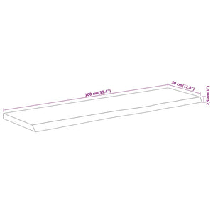 Mensola Muro 100x30x2,5cm Rettangolare Legno Acacia Bordi Vivi 370240