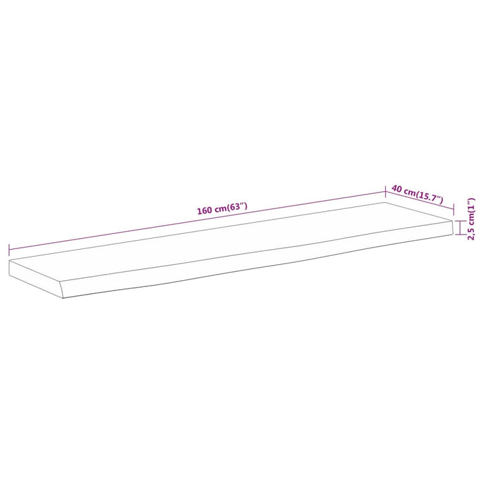 vidaXL Piano Tavolo 160x40x2,5 cm Rettangolare Legno Acacia Bordi Vivi