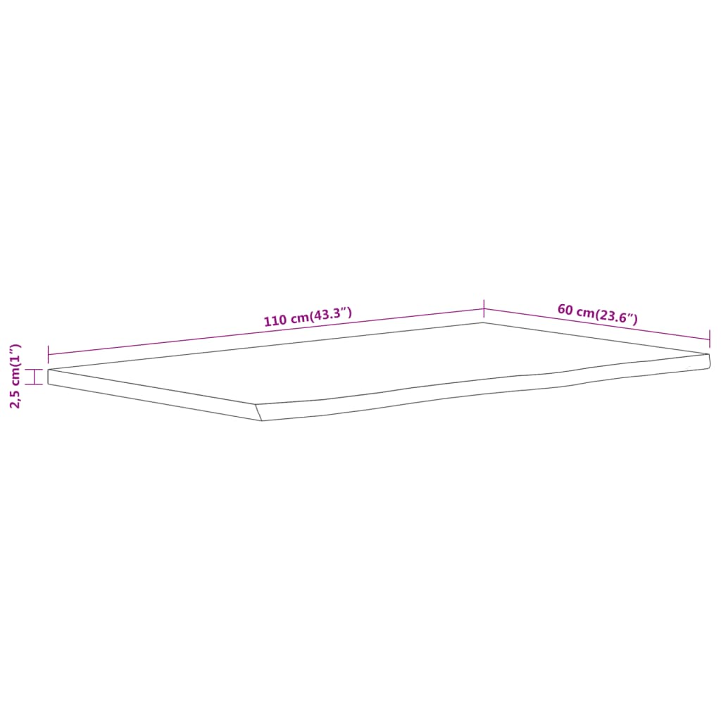 Piano Bagno 110x60x2,5 cm Rettangolare Legno Massello di Acacia 370263