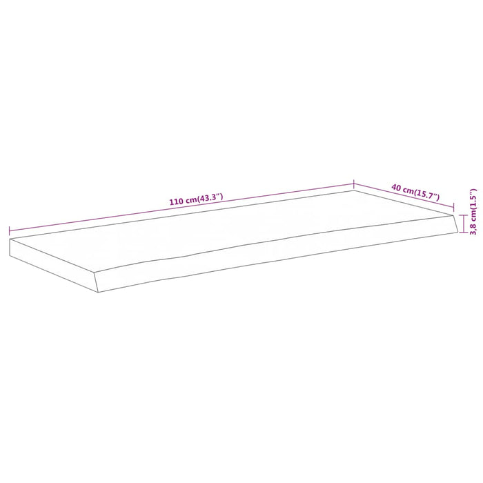 Piano Tavolo 110x40x3,8 cm Rettangolare Legno Acacia Bordi Vivi