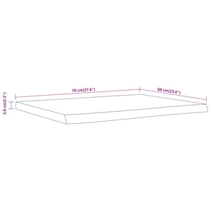 Piano Bagno 70x60x3,8 cm Rettangolare Legno Massello di Acacia 370307