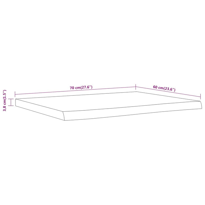 Piano Bagno 70x60x3,8 cm Rettangolare Legno Massello di Acacia 370307