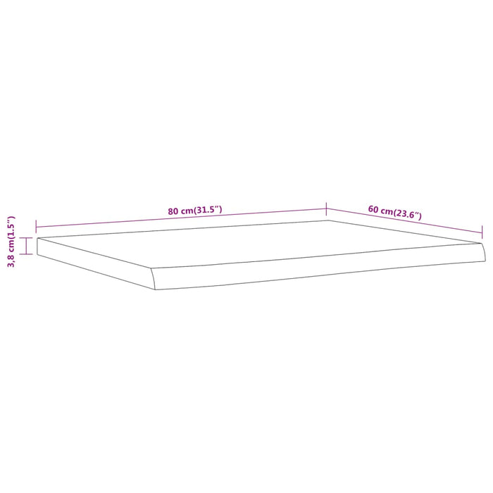Piano Bagno 80x60x3,8 cm Rettangolare Legno Massello di Acacia 370308