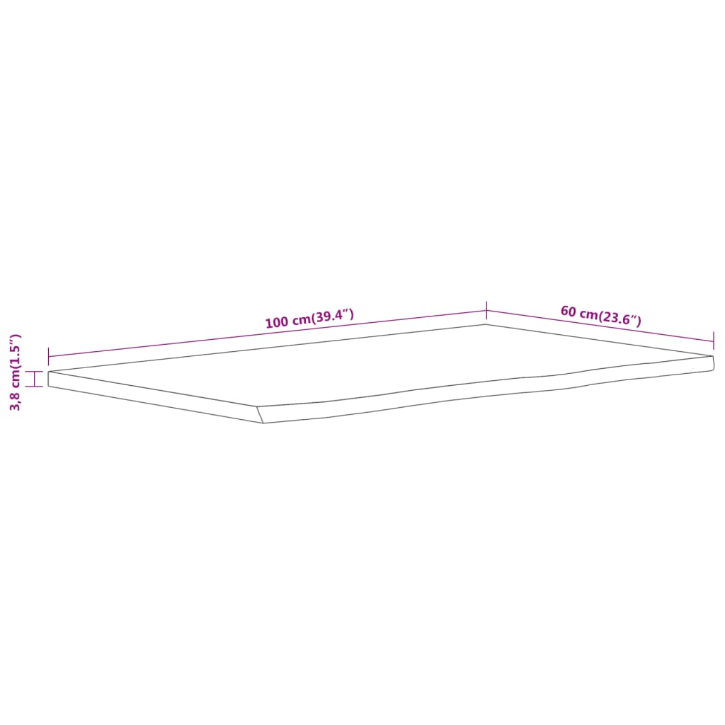 Piano Bagno 100x60x3,8 cm Rettangolare Legno Massello di Acacia 370310