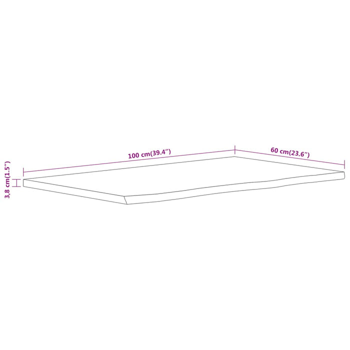 Piano Bagno 100x60x3,8 cm Rettangolare Legno Massello di Acacia 370310