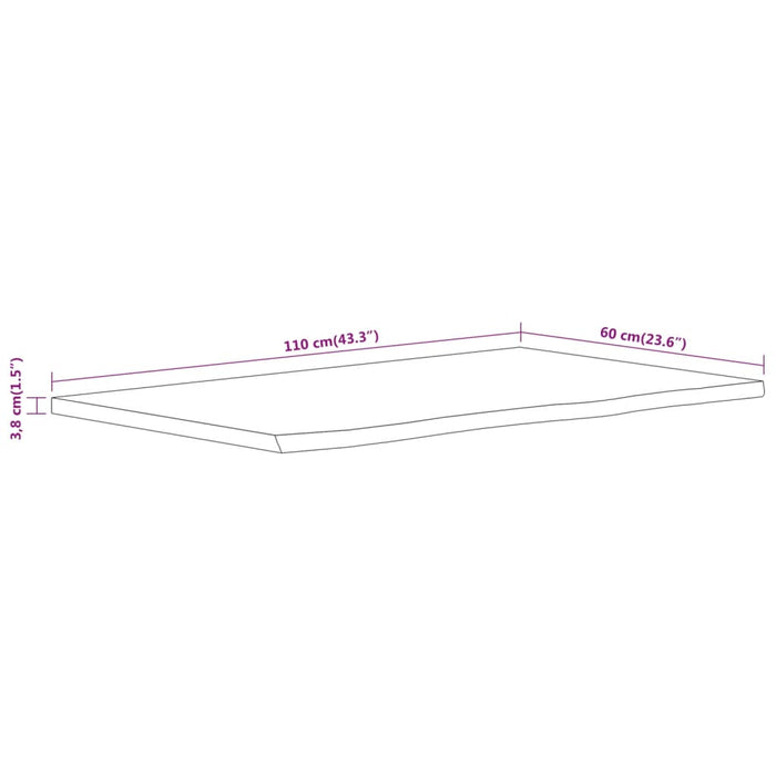 vidaXL Piano Bagno 110x60x3,8 cm Rettangolare Legno Massello di Acacia
