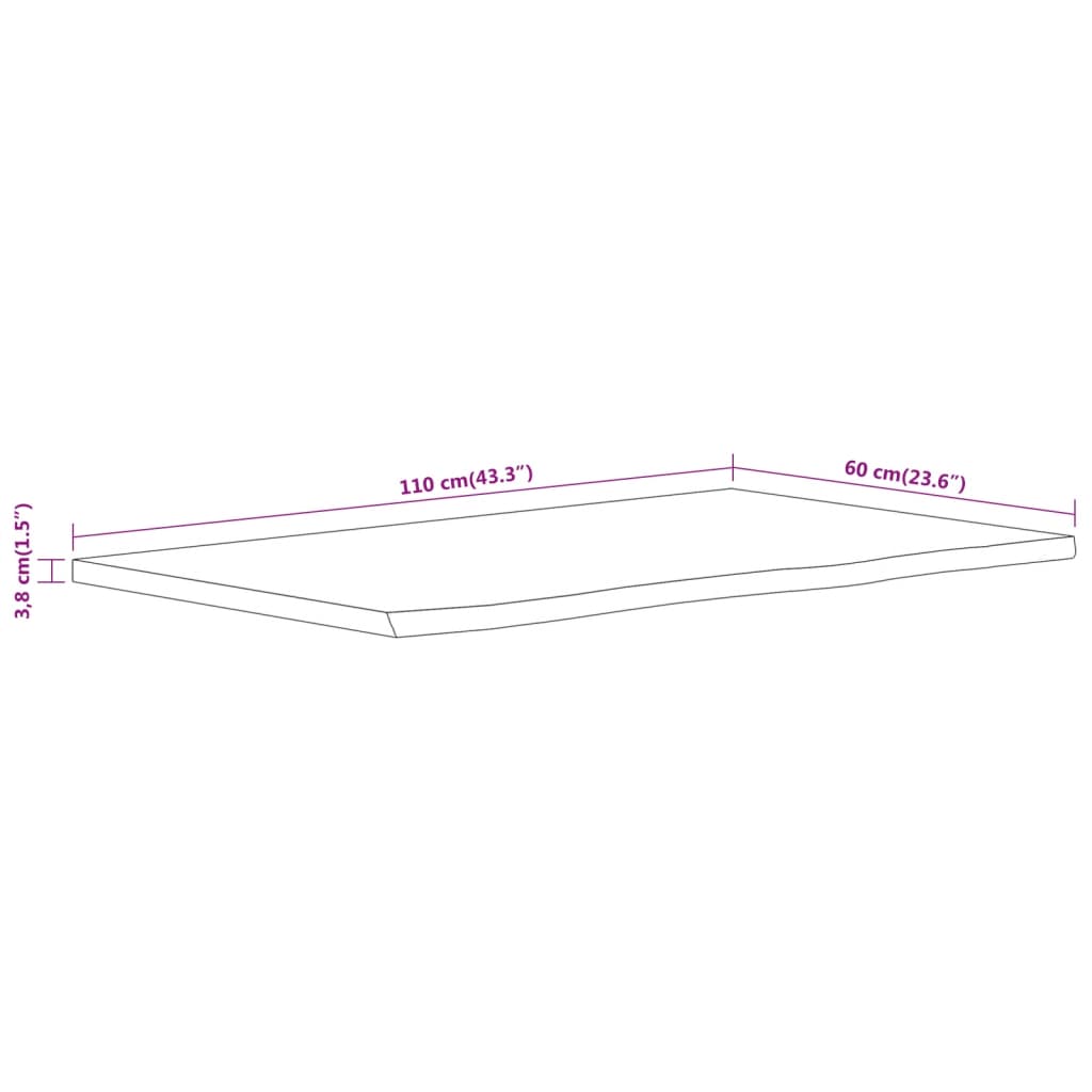 Piano Bagno 110x60x3,8 cm Rettangolare Legno Massello di Acacia 370311