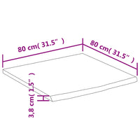 Piano Scrivania 80x80x3,8cm Quadrato Massello Acacia Bordi Vivi 370314