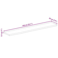 Piano Tavolo 140x20x2,5 cm Bordi Vivi Legno di Mango Grezzo 370327