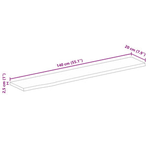 Piano Tavolo 140x20x2,5 cm Bordi Vivi Legno di Mango Grezzo 370327