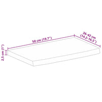 Piano Tavolo 50x40x2,5 cm Bordi Vivi Legno di Mango Grezzo 370343